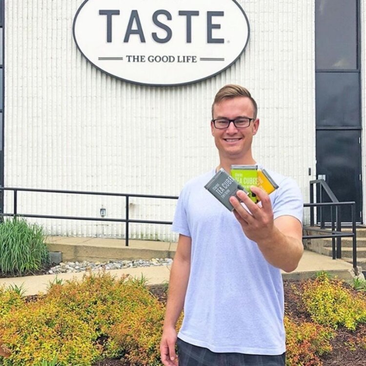 Chris Clark with an early edition of Clark’s Cubed Tea